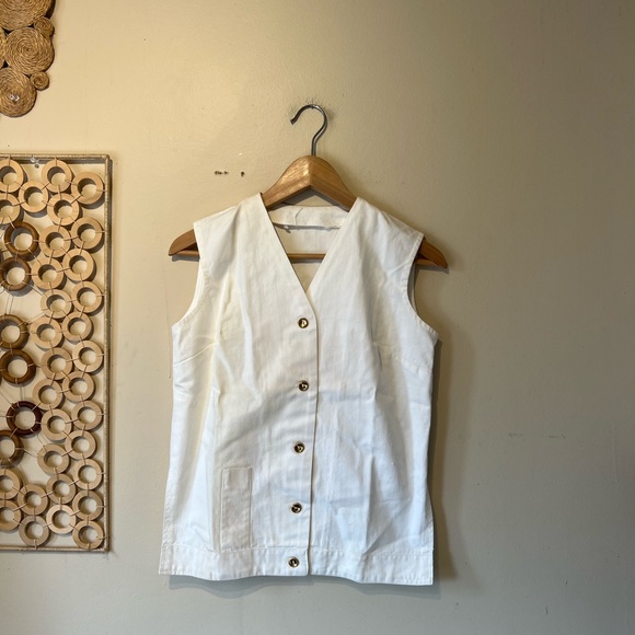 Vintage off white/ gold button cotton feel size small waist cost..… - Picture 2 of 6